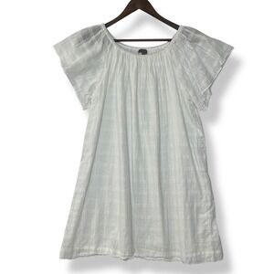 Lilla P Dress M‎ White Cotton Linen Flutter Sleeve Raglan Beach Prairie Ethereal